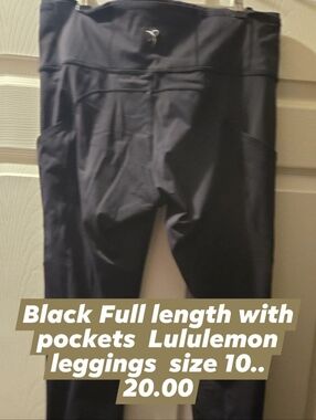 lululemon athletica Black Full-Length Leggings with Side Pockets